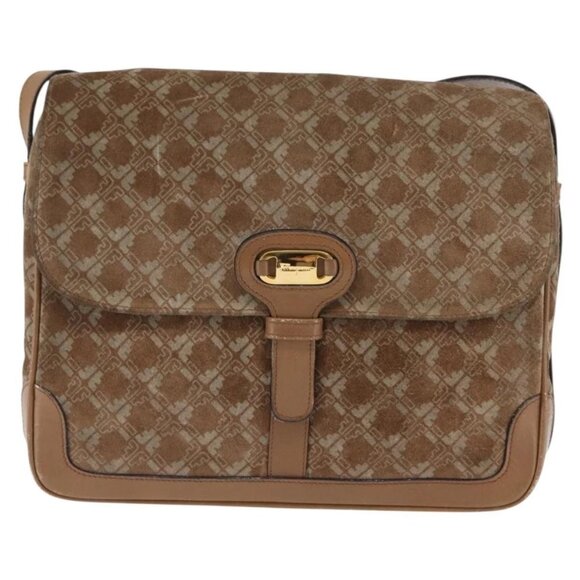 Salvatore Ferragamo Shoulder Bag Suede Beige Auth - Picture 6 of 16